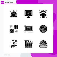 Solid Icon Set Pack mit 9 Glyphen-Icons isoliert auf weißem Hintergrund für Web-Print und Handy vektor