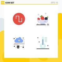4 flaches Symbolkonzept für mobile Websites und Apps Sound Maus Beeren Cloud Appliance editierbare Vektordesign-Elemente vektor