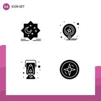 Stock Vector Icon Pack mit 4 Zeilenzeichen und Symbolen für Mondlampe Eid-Karten Öl editierbare Vektordesign-Elemente