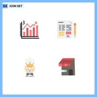 satz von 4 modernen ui symbolen symbole zeichen für die analyse kronendiagramm text könig editierbare vektordesignelemente vektor