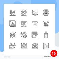Mobile Interface Gliederungssatz von 16 Piktogrammen der Anwendung Smartphone China Mobile Bildung editierbare Vektordesign-Elemente vektor