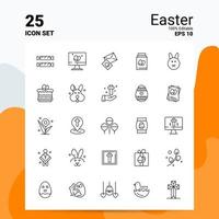 25 Ostern-Icon-Set 100 bearbeitbare Eps 10 Dateien Business-Logo-Konzept-Ideen-Line-Icon-Design vektor