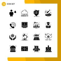 16 Icon-Set Solid-Style-Icon-Pack-Glyphen-Symbole isoliert auf weißem Hintergrund für responsives Website-Design vektor