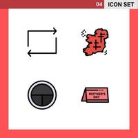 Stock Vector Icon Pack mit 4 Linienzeichen und Symbolen für Pfeilabzeichen Irland Point Soldier editierbare Vektordesign-Elemente