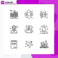 Line Icon Set Packung mit 9 Umrisssymbolen isoliert auf weißem Hintergrund für Webdruck und Handy vektor