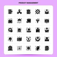 solide 25 Produktmanagement Icon Set Vektor Glyphe Stil Design schwarze Icons Set Web und mobile Geschäftsideen Design Vektor Illustration