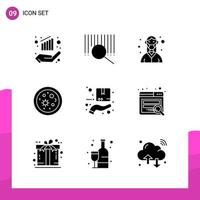 Glyphen-Icon-Set-Paket mit 9 soliden Icons isoliert auf weißem Hintergrund für reaktionsschnelles Website-Design, Druck und mobile Anwendungen vektor