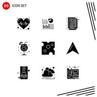 Stock Vector Icon Pack mit 9 Zeilenzeichen und Symbolen für Mahlzeit, Getränk, Rechnung, Käseparty, editierbare Vektordesign-Elemente