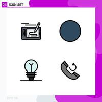 Stock Vector Icon Pack mit 4 Linienzeichen und Symbolen für Designideenzeichnung runder Anruf editierbare Vektordesign-Elemente