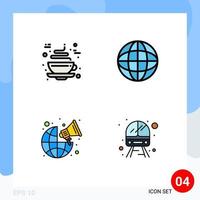 Satz von 4 modernen ui-Symbolen Symbole Zeichen für Schokoladenmarketing Hot Globe öffentlich editierbare Vektordesign-Elemente vektor