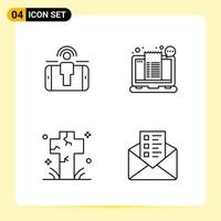 4 kreative Symbole für modernes Website-Design und ansprechende mobile Apps 4 Umrisssymbole Zeichen auf weißem Hintergrund 4 Icon Pack vektor