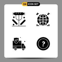 4 schwarze Icon-Pack-Glyphen-Symbole Zeichen für ansprechende Designs auf weißem Hintergrund 4 Icons gesetzt vektor