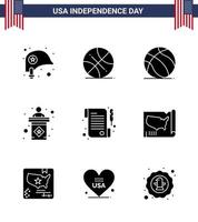 9 kreativ USA ikoner modern oberoende tecken och 4:e juli symboler av mottagande tecken fotboll skede USA redigerbar USA dag vektor design element