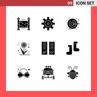 9 universelle solide Glyphenzeichen Symbole von Schulschließfächern verarbeiten bearbeitbare Vektordesign-Elemente für Turnhallenschließfächer vektor