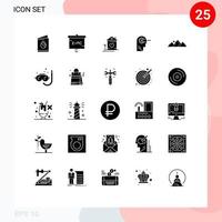 piktogram uppsättning av 25 enkel fast glyfer av huvud bearbeta forskning kognitiv par redigerbar vektor design element
