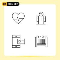 Stock Vector Icon Pack mit 4 Zeilen Zeichen und Symbolen für Beat Kreide Arme Person Baby editierbare Vektordesign-Elemente