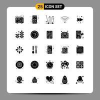 Stock Vector Icon Pack mit 25 Linienzeichen und Symbolen für Pfeilsignal Mobile App Connection Shop editierbare Vektordesign-Elemente