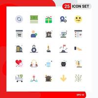 25 universell platt färger uppsättning för webb och mobil tillämpningar emojis privat gåva nyckel virus redigerbar vektor design element