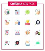 Corona-Virus 2019 und 2020 Epidemie 16 Flachfarben-Icon-Pack wie Covid-Waschen Corona Medical Virus Virales Coronavirus 2019nov-Krankheitsvektor-Designelemente vektor