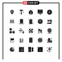 satz von 25 modernen ui-symbolen symbole zeichen für dollarmünze online wachsende logistische computer editierbare vektordesignelemente vektor