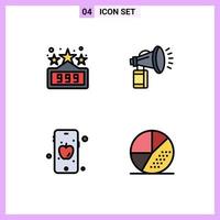 Stock Vector Icon Pack mit 4 Zeilen Zeichen und Symbolen für Highscore Apple Air Fan Engine editierbare Vektordesign-Elemente