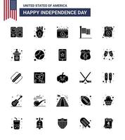 USA Happy Independence DayPiktogrammsatz mit 25 einfachen soliden Glyphen der Liebe USA American Thanksgiving American Editable USA Day Vector Design Elements