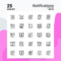 25 Benachrichtigungen Icon Set 100 bearbeitbare Eps 10 Dateien Business Logo Konzept Ideen Linie Icon Design vektor