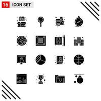 Stock Vector Icon Pack mit 16 Zeilenzeichen und Symbolen für die Standortnavigation Business Direction SEO editierbare Vektordesign-Elemente