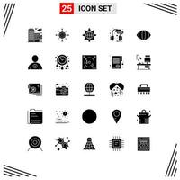 Stock Vector Icon Pack mit 25 Zeilenzeichen und Symbolen für Headset-Unterstützung Zielhilfe Internet-editierbare Vektordesign-Elemente