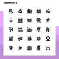 25 SEO-Marketing-Icon-Set solide Glyphen-Icon-Vektor-Illustrationsvorlage für Web- und mobile Ideen für Unternehmen vektor