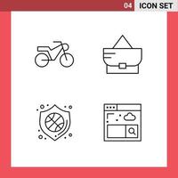 Satz von 4 Vektor-Fülllinien-Flachfarben auf Raster für Motorrad-Browser-Mode-Sicherheitssuche editierbare Vektordesign-Elemente vektor