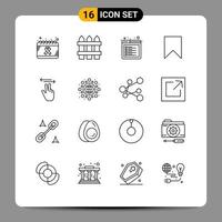 16 universell översikt tecken symboler av märka gränssnitt trä Instagram webb redigerbar vektor design element