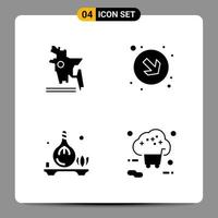 4 schwarze Icon-Pack-Glyphen-Symbole Zeichen für ansprechende Designs auf weißem Hintergrund 4 Icons gesetzt vektor