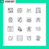 16 kreativ ikoner modern tecken och symboler av kontor brandpost bergen liv fönster redigerbar vektor design element