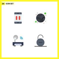 universell ikon symboler grupp av 4 modern platt ikoner av mobiltelefon elektronisk mobil planet teknologi redigerbar vektor design element