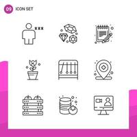 Outline Icon Set Packung mit 9 Zeilensymbolen isoliert auf weißem Hintergrund für reaktionsfähiges Website-Design, Druck- und mobile Anwendungen vektor