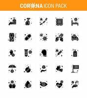 Coronavirus 25 Solid Glyph Icon Set zum Thema Corona-Epidemie enthält Icons wie Safe Medical Virus Locker Virus Virus Coronavirus 2019nov Disease Vector Design Elements