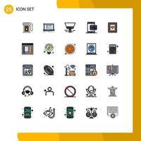 Gruppe von 25 gefüllten flachen Farbzeichen und Symbolen für die Bezahlung des Einkaufs ok Online-Tool editierbare Vektordesign-Elemente vektor
