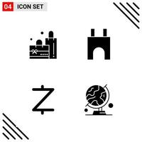 Pixel perfektes Set aus 4 soliden Symbolen Glyphen-Icon-Set für die Gestaltung von Websites und die Schnittstelle für mobile Anwendungen vektor