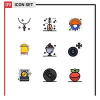 Stock Vector Icon Pack mit 9 Zeilen Zeichen und Symbolen für Eis kalte Klingen warmer Handschuh editierbare Vektordesign-Elemente