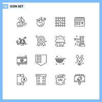16 kreativ ikoner modern tecken och symboler av fest firande chip datum material redigerbar vektor design element