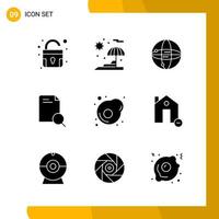 9 Icon Set Solid Style Icon Pack Glyphensymbole isoliert auf weißem Hintergrund für responsives Website-Design vektor