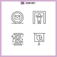 universelle Symbolsymbole Gruppe von 4 modernen gefüllten flachen Farben der Entwicklung Herz Websicherheit Geschäft editierbare Vektordesign-Elemente vektor