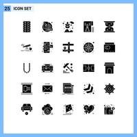 Gruppe von 25 modernen soliden Glyphen, die für wartende Sanduhr-Pflanzendatei-Werkzeuge editierbare Vektordesign-Elemente festgelegt werden vektor