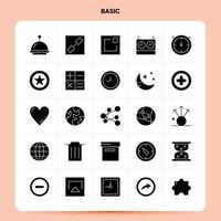 Solide 25 Basic Icon Set Vektor Glyphe Stil Design schwarze Icons Set Web und mobile Geschäftsideen Design Vektor Illustration