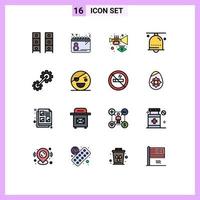 Stock Vector Icon Pack mit 16 Zeilenzeichen und Symbolen für Benachrichtigungsglocke Frauen Alarm Karneval editierbare kreative Vektordesign-Elemente