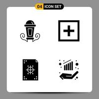 4 schwarze Icon-Pack-Glyphen-Symbole Zeichen für ansprechende Designs auf weißem Hintergrund 4 Icons gesetzt vektor