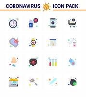 16 flache Farbe Coronavirus Krankheit und Prävention Vektorsymbol Tod Sarg medizinische Räder Bett virales Coronavirus 2019nov Krankheitsvektor Designelemente vektor