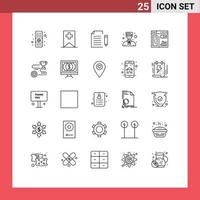 Stock Vector Icon Pack mit 25 Linienzeichen und Symbolen für grafische professionelle Erweiterung Menschen Glocke editierbare Vektordesign-Elemente