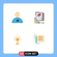 satz von 4 modernen ui-symbolen symbole zeichen für avatar skizzieren gesperrtes layout trophäe editierbare vektordesignelemente vektor